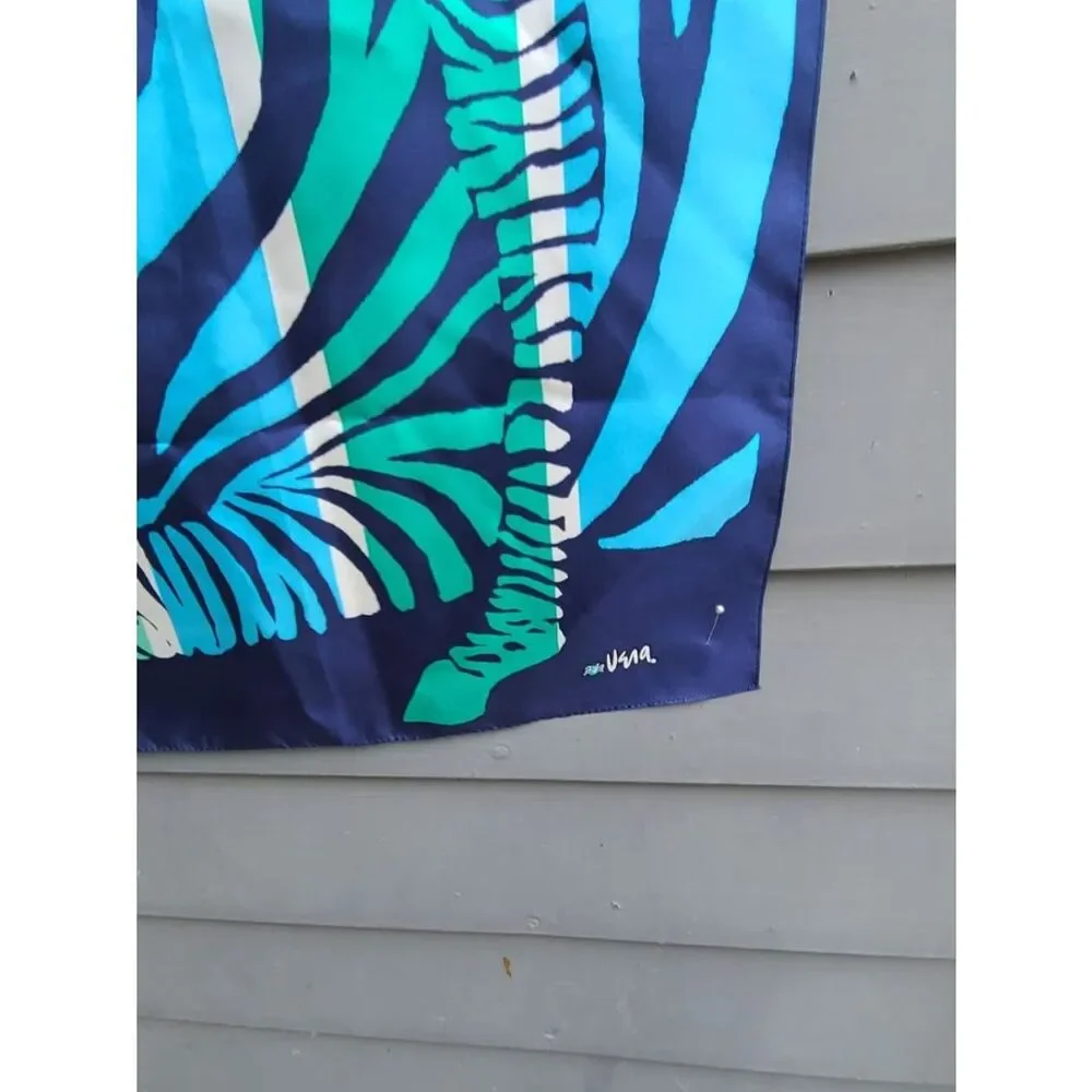 Vers Silk Blue Zebra Scarf